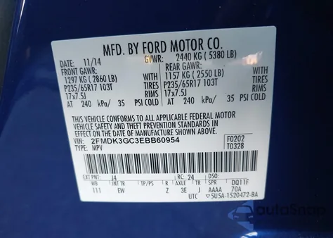 2014 Ford Edge Se z USA, uszkodzony, nr VIN 2FMDK3GC3EBB60954